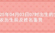 2025年04月03日07时出生的宝宝农历生辰及姓名鉴赏