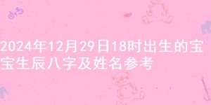 2024年12月29日18时出生的宝宝生辰八字及姓名参考