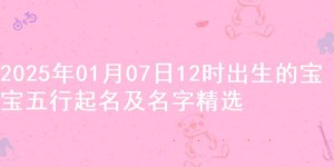 2025年01月07日12时出生的宝宝五行起名及名字精选