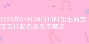 2025年01月08日13时出生的宝宝五行起名及名字精选