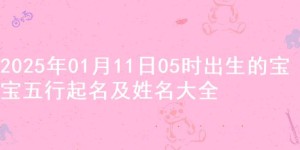 2025年01月11日05时出生的宝宝五行起名及姓名大全