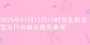 2025年01月13日15时出生的宝宝五行补缺及姓名参考