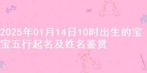 2025年01月14日10时出生的宝宝五行起名及姓名鉴赏