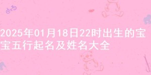 2025年01月18日22时出生的宝宝五行起名及姓名大全