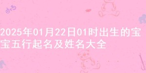 2025年01月22日01时出生的宝宝五行起名及姓名大全
