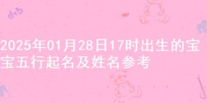 2025年01月28日17时出生的宝宝五行起名及姓名参考