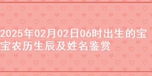 2025年02月02日06时出生的宝宝农历生辰及姓名鉴赏