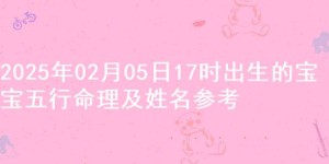 2025年02月05日17时出生的宝宝五行命理及姓名参考