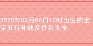 2025年02月06日13时出生的宝宝五行补缺及姓名大全