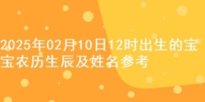2025年02月10日12时出生的宝宝农历生辰及姓名参考