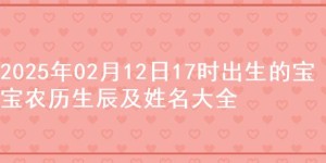 2025年02月12日17时出生的宝宝农历生辰及姓名大全