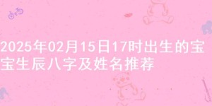 2025年02月15日17时出生的宝宝生辰八字及姓名推荐