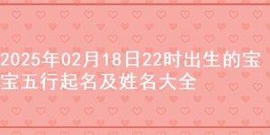 2025年02月18日22时出生的宝宝五行起名及姓名大全