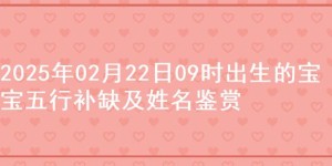 2025年02月22日09时出生的宝宝五行补缺及姓名鉴赏
