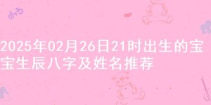 2025年02月26日21时出生的宝宝生辰八字及姓名推荐