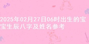 2025年02月27日06时出生的宝宝生辰八字及姓名参考