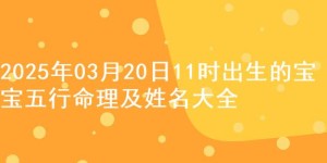 2025年03月20日11时出生的宝宝五行命理及姓名大全