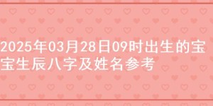 2025年03月28日09时出生的宝宝生辰八字及姓名参考
