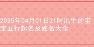 2025年04月01日21时出生的宝宝五行起名及姓名大全