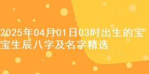 2025年04月01日03时出生的宝宝生辰八字及名字精选