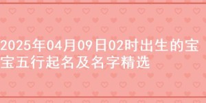 2025年04月09日02时出生的宝宝五行起名及名字精选