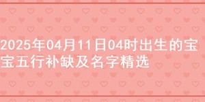 2025年04月11日04时出生的宝宝五行补缺及名字精选