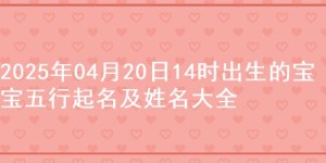 2025年04月20日14时出生的宝宝五行起名及姓名大全