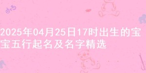 2025年04月25日17时出生的宝宝五行起名及名字精选