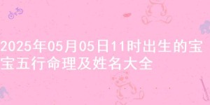 2025年05月05日11时出生的宝宝五行命理及姓名大全
