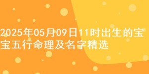 2025年05月09日11时出生的宝宝五行命理及名字精选