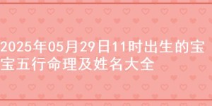 2025年05月29日11时出生的宝宝五行命理及姓名大全