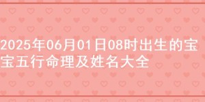 2025年06月01日08时出生的宝宝五行命理及姓名大全