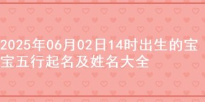 2025年06月02日14时出生的宝宝五行起名及姓名大全