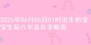 2025年06月05日01时出生的宝宝生辰八字及名字精选