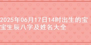 2025年06月17日14时出生的宝宝生辰八字及姓名大全