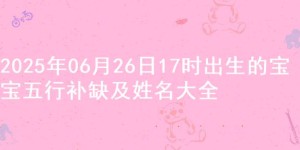 2025年06月26日17时出生的宝宝五行补缺及姓名大全