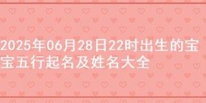 2025年06月28日22时出生的宝宝五行起名及姓名大全