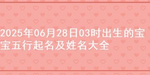 2025年06月28日03时出生的宝宝五行起名及姓名大全