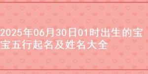 2025年06月30日01时出生的宝宝五行起名及姓名大全