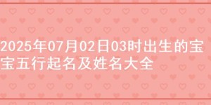 2025年07月02日03时出生的宝宝五行起名及姓名大全