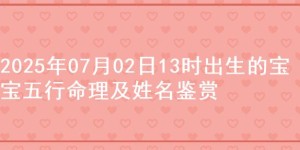 2025年07月02日13时出生的宝宝五行命理及姓名鉴赏