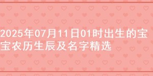 2025年07月11日01时出生的宝宝农历生辰及名字精选