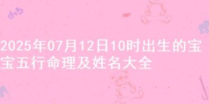 2025年07月12日10时出生的宝宝五行命理及姓名大全