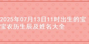 2025年07月13日11时出生的宝宝农历生辰及姓名大全
