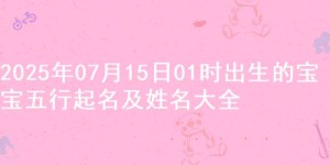 2025年07月15日01时出生的宝宝五行起名及姓名大全