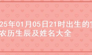 2025年01月05日21时出生的宝宝农历生辰及姓名大全
