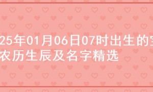 2025年01月06日07时出生的宝宝农历生辰及名字精选