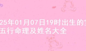 2025年01月07日19时出生的宝宝五行命理及姓名大全