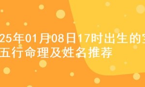 2025年01月08日17时出生的宝宝五行命理及姓名推荐