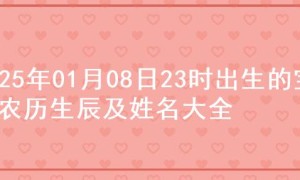2025年01月08日23时出生的宝宝农历生辰及姓名大全